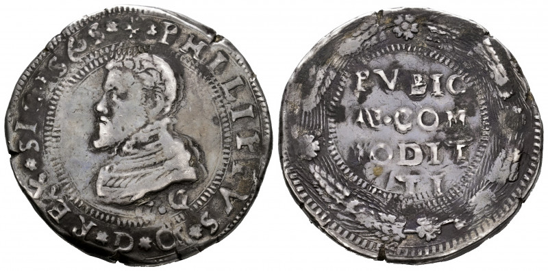 Philip II (1556-1598). 1 escudo / 10 taris. 1565. Messina. CG. (Tauler-594). (Vt...
