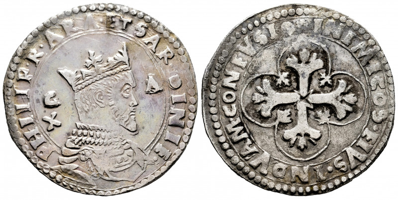 Philip II (1556-1598). 10 reales. Cagliari. C/X-A. (Tauler-705). (Vti-399). (Mir...
