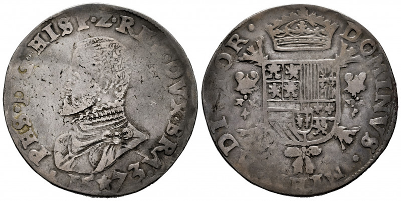 Philip II (1556-1598). 1 escudo felipe. 1573. Maastricht. (Tauler-1159). (Vti-12...