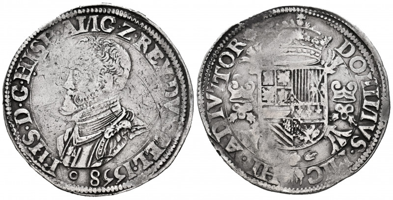 Philip II (1556-1598). 1 escudo felipe. 1558. Nimega. (Tauler-1179). (Vti-1178)....