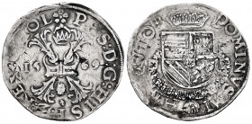 Philip II (1556-1598). 1 escudo of Burgundy. 1569. Dordrecht. (Tauler-1289). (Vti-1320). (Vanhoudt-290.DO). Ag. 29,17 g. Almost VF. Est...180,00. 

...