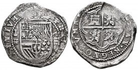 Philip III (1598-1621). 8 reales. 159(9). Segovia. Castillejo (Melchor Rodríguez del Castillo). (Cal-type 166). Ag. 26,02 g. OMNIVM type. Partially vi...