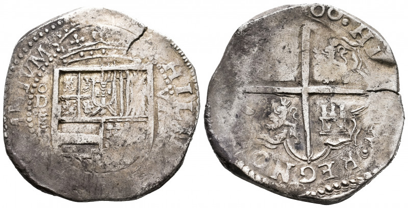 Philip III (1598-1621). 8 reales. (16)00. Valladolid. D. (Cal-994, plate coin). ...