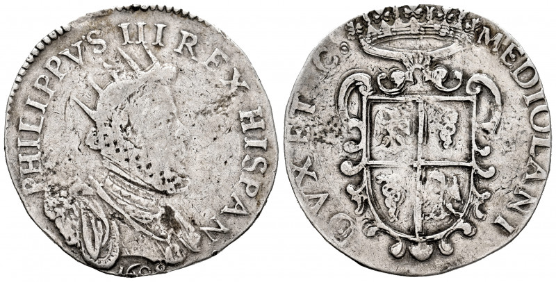 Philip III (1598-1621). 1 ducaton. 1608. Milano. (Tauler-1791). (Vti-34). Ag. 31...