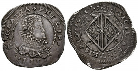 Philip III (1598-1621). 10 taris or Escudo. 1611. Messina. DC. (Tauler-1866). (Vti-152). (Mir-343/2). Ag. 31,56 g. Old cabinet tone. Attractive specim...