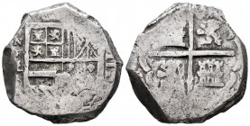 Philip IV (1621-1665). 8 reales. (1626-33). Cartagena de Indias. E. (Cal-type 298). (Restrepo-M45-8). Ag. 27,34 g. N/R/E to left of shield, value VIII...