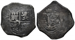 Philip IV (1621-1665). 8 reales. 1655. Cartagena de Indias. S. (Cal-1239). (Restrepo-M48-2). Ag. 26,20 g. Assayer S below mintmark C to right. Last di...