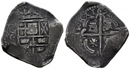 Philip IV (1621-1665). 8 reales. 1651. Cuenca. CA. (Cal-1240 similar). Ag. 26,80 g. Mint and date re-engraved. The visible data on the piece are false...