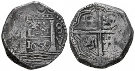 Philip IV (1621-1665). 8 reales. 1659. Lima. V. (Cal-1247). Ag. 27,33 g. "Star of Lima". Mintmark L-*-M in center, 8-V to sides. Thick and chunky flan...
