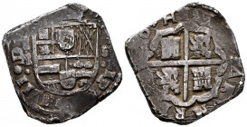 Philip IV (1621-1665). 8 reales. 1650. Madrid. A/B. (Cal-1279 var). Ag. 27,27 g. Very interesting rectified assayer, no more than five examples known....
