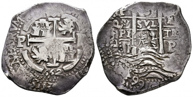 Philip IV (1621-1665). 8 reales. 1662. Potosí. E. (Cal-1526). Ag. 26,75 g. Tripl...