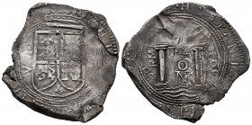 Philip IV (1621-1665). 8 reales. 1652. Santa Fe de Nuevo Reino. PoRMS. (Cal-1549). (Restrepo-M46-12). Ag. 26,14 g. Date on the right. (PLVS)/VL/TRA//N...