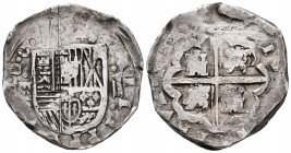 Philip IV (1621-1665). 8 reales. (1621-1624). Segovia. R. (Cal-tipo 342). Ag. 27,04 g. VIII on the right, horizontal aqueduct and assayer left. Date n...