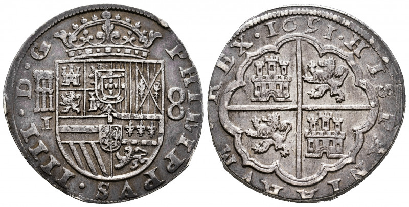 Philip IV (1621-1665). 8 reales. 1651/31. Segovia. I. (Cal-1614). Ag. 28,05 g. O...