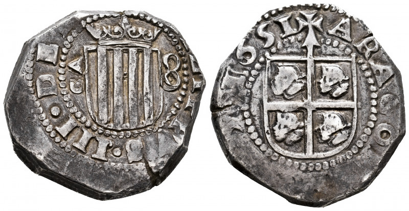 Philip IV (1621-1665). 8 reales. 1651. Zaragoza. (Cal-1691, plate coin). Ag. 26,...