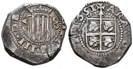 Philip IV (1621-1665). 8 reales. 1651. Zaragoza. (Cal-1691, plate coin). Ag. 26,96 g. Old cabinet tone. Very Attractive and round struck, possibly the...