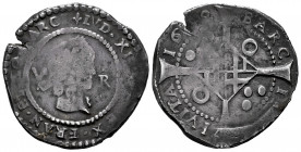 Philip IV (1621-1665). Catalan Revolt (1640 -1652). 5 reales. 1642. Barcelona. (Cal-69). (Cru C.G-4523a var). Ag. 11,65 g. Bust of Louis XIII. Weak st...