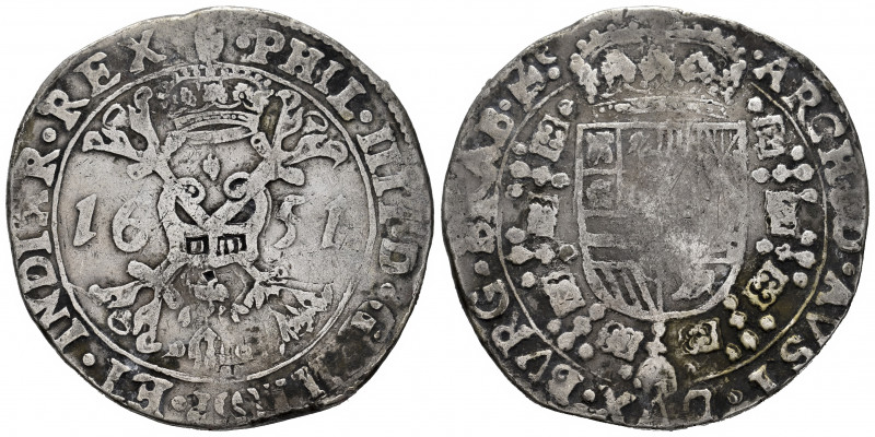 Philip IV (1621-1665). 1 patagon. 1651. Antwerpen. (Tauler-2584). (Vti-954). (Va...