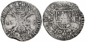 Philip IV (1621-1665). 1 patagon. 1628. Maastricht. (Tauler-2603). (Vti-978). (Vanhoudt-645.MA). Ag. 28,05 g. Scarce. VF. Est...180,00. 

Spanish de...