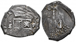 Charles II (1665-1700). 8 reales. 16.... Sevilla. M. (Cal-tipo 118). Ag. 21,80 g. "Maria" type. The first two digits of the date visible. Old cabinet ...
