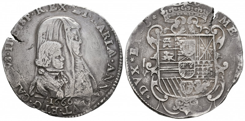 Charles II (1665-1700). 1 felipe. 1666. Milano. (Tauler-3100). (Vti-18). (Mir-38...