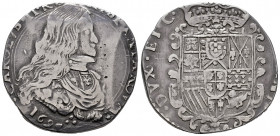 Charles II (1665-1700). 1 felipe. 1694. Milano. (Tauler-3102). (Vti-20). (Mir-387/2). Ag. 26,14 g. VF. Est...400,00. 

Spanish description: Carlos I...