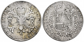 Charles II (1665-1700). 1 patagon. 1700. Antwerpen. (Tauler-3396). (Vti-462). (Vanhoudt-715.AN). Ag. 27,83 g. Rare. Almost VF. Est...350,00. 

Spani...