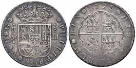 Philip V (1700-1746). 8 reales. 1729. Madrid. JJ. (Cal-1350). Ag. 26,92 g. Curved 9. Attractive tone. Rare. Choice VF. Est...900,00. 

Spanish descr...