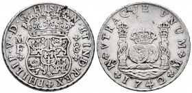 Philip V (1700-1746). 8 reales. 1742. Mexico. MF. (Cal-1461). Ag. 26,84 g. Planchet crack. Choice VF. Est...350,00. 

Spanish description: Felipe V ...