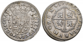 Philip V (1700-1746). 8 reales. 1718. Sevilla. M. (Cal-1617). Ag. 22,91 g. A good sample. Toned. Scarce. Choice VF. Est...600,00. 

Spanish descript...