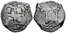 Louis I (1724). 8 reales. 1726. Potosí. Y. (Cal-49). Ag. 26,51 g. Triple date, one of them partially visible. Part of the king´s name visible. Rare. V...