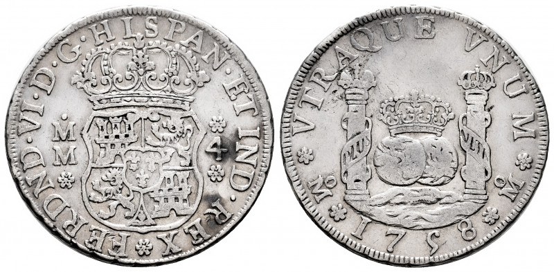 Ferdinand VI (1746-1759). 4 reales. 1758. Mexico. MM. (Cal-375). Ag. 13,29 g. VF...