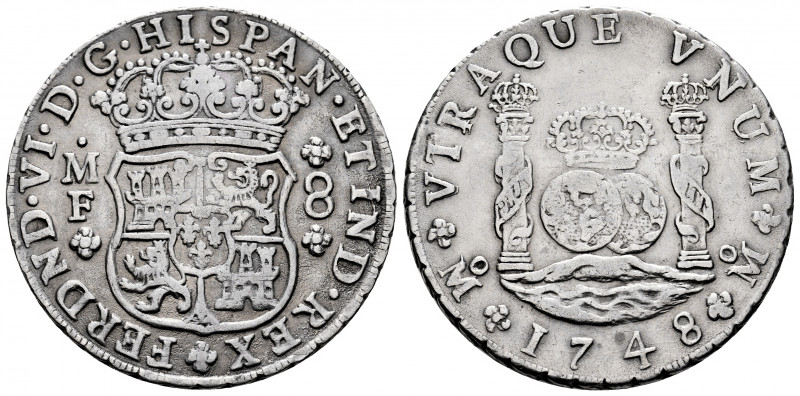 Ferdinand VI (1746-1759). 8 reales. 1748. Mexico. MF. (Cal-471). Ag. 26,76 g. VF...