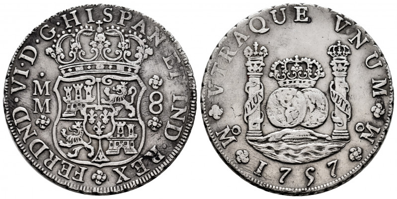 Ferdinand VI (1746-1759). 8 reales. 1757. Mexico. MM. (Cal-493). Ag. 26,59 g. Ch...