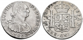 Charles IV (1788-1808). 8 reales. 1800. Lima. IJ. (Cal-918). Ag. 26,96 g. Choice VF. Est...150,00. 

Spanish description: Carlos IV (1788-1808). 8 r...