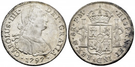 Charles IV (1788-1808). 8 reales. 1797. Mexico. FM. (Cal-960). Ag. 26,89 g. Choice VF/VF. Est...50,00. 

Spanish description: Carlos IV (1788-1808)....