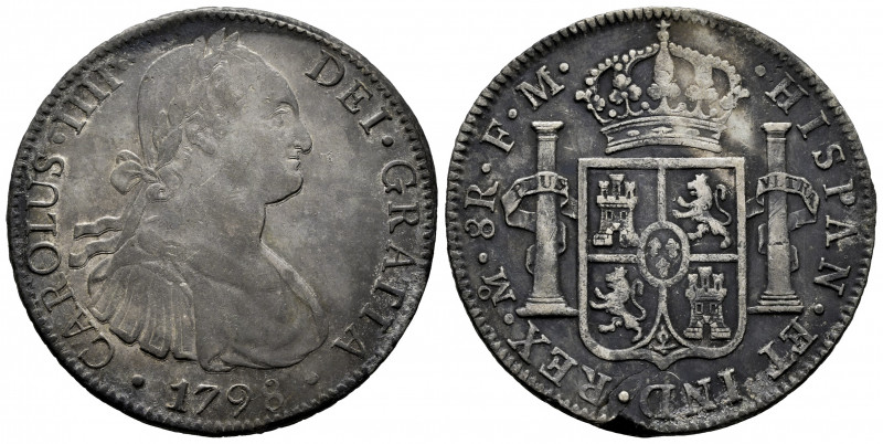 Charles IV (1788-1808). 8 reales. 1798. Mexico. FM. (Cal-961). Ag. 26,95 g. Knoc...