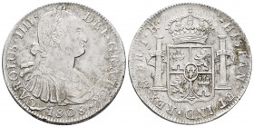 Charles IV (1788-1808). 8 reales. 1808. Mexico. TH. (Cal-988). Ag. 26,94 g. Almost XF. Est...140,00. 

Spanish description: Carlos IV (1788-1808). 8...