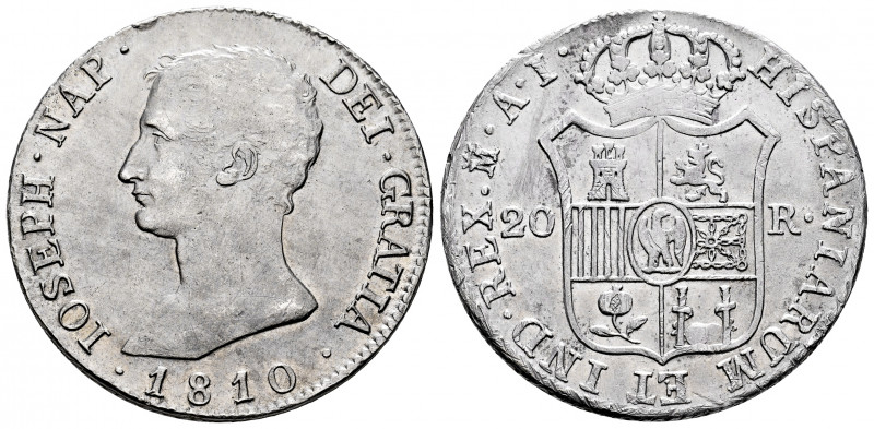 Joseph Napoleon (1808-1814). 20 reales. 1810. Madrid. AI. (Cal-36). Ag. 26,72 g....