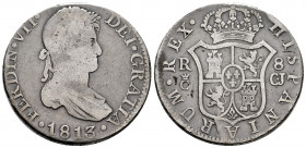 Ferdinand VII (1808-1833). 8 reales. 1813. Cadiz. CJ. (Cal-1153). Ag. 26,34 g. Scarce. Choice F. Est...120,00. 

Spanish description: Fernando VII (...