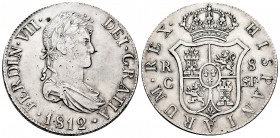 Ferdinand VII (1808-1833). 8 reales. 1812. Cataluña, minted in Mallorca. (Cal-1160). Ag. 27,18 g. First-year laureate bust. Pellet between assayers. M...