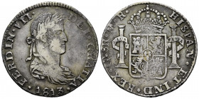 Ferdinand VII (1808-1833). 8 reales. 1813. Guadalajara. MR. (Cal-1205). Ag. 26,46 g. Toned. Scarce. Choice VF. Est...350,00. 

Spanish description: ...