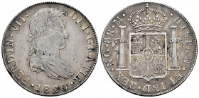 Ferdinand VII (1808-1833). 8 reales. 1820. Guatemala. M. (Cal-1235). Ag. 26,90 g. Scratches on obverse. VF/Choice VF. Est...200,00. 

Spanish descri...