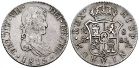 Ferdinand VII (1808-1833). 8 reales. 1815. Madrid. GJ. (Cal-1269). Ag. 26,91 g. Laureate bust. Almost VF. Est...120,00. 

Spanish description: Ferna...