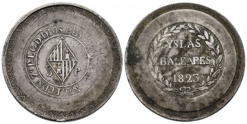 Ferdinand VII (1808-1833). 5 pesetas. 1823. Mallorca. (Cal-1302). Ag. 26,88 g. L...