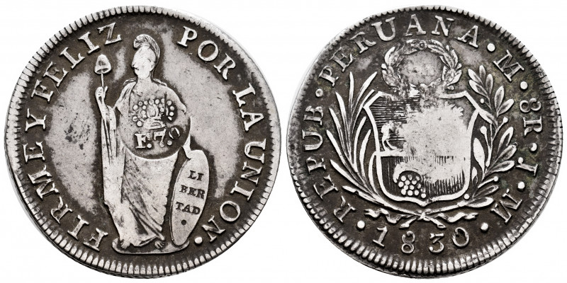 Ferdinand VII (1808-1833). 8 reales. 1830. Lima. JM. (Cal-1305 similar). Ag. 26,...