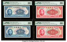 China Bank of China 5 (2); 10 (2) Yuan 1940 Pick 84 (2); 85b (2) Two Consecutive Sets PMG Gem Uncirculated 66 EPQ (4). 

HID09801242017

© 2022 Herita...