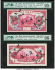 China Bank of Communications 10 Yuan 1.10.1914 Pick 118s S/M#C126-117 Front and Back Specimen PMG Gem Uncirculated 65 EPQ; Gem Uncirculated 66 EPQ. Bl...