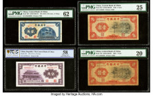 China Central Bank of China Group Lot of 8 Graded Examples PMG Uncirculated 62; About Uncirculated 53 EPQ; About Uncirculated 53; Extremely Fine 40; V...