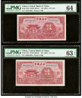 China Central Bank of China 25 Cents ND (1931) Pick 204 S/M#C300-23 Two Examples PMG Choice Uncirculated 64; Choice Uncirculated 63 EPQ. 

HID09801242...